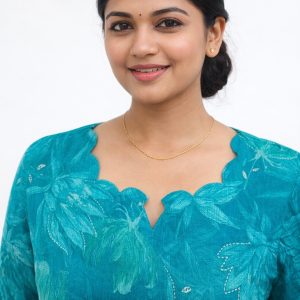 Elegant Printed Teal Floral Kurti Timeless Everyday Style