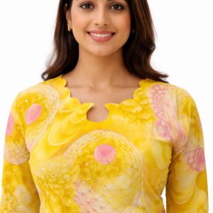 Elegant Printed Teal Floral Kurti Timeless Everyday Style