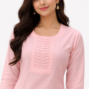 Stylish Kurti with Elegant Design Must Have Outfit Pintuck Box - Peach