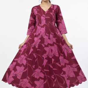 TUWIN BLATT WOMEN TRENDING UMBRELLA KURTHI SCALLOP SCALED DESIGN
